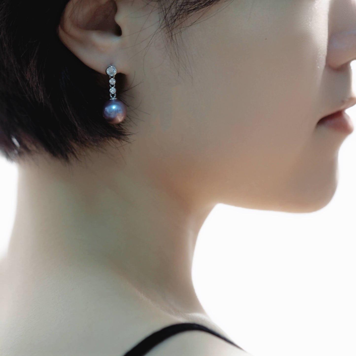 Freshwater Purple Pearl Cora Earrings